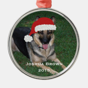 Weihnachtsschäferhund-Verzierung Silbernes Ornament