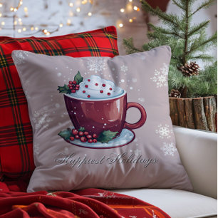 Weihnachtsschale heiße Schokolade Rosafarben Kissen