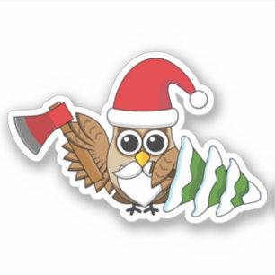 Weihnachtsschale mit Ax und Schneebaum Aufkleber