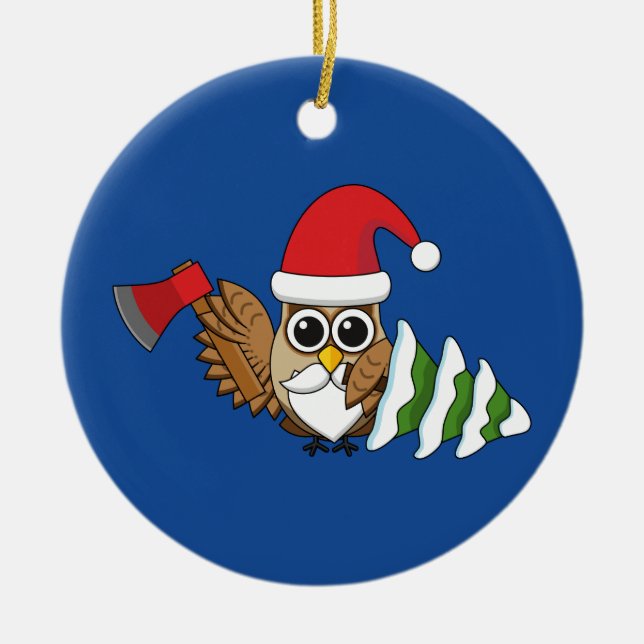 Weihnachtsschale mit Ax und Schneebaum Keramik Ornament (Vorne)
