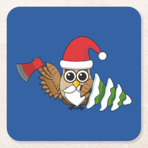 Weihnachtsschale mit Ax und Schneebaum Rechteckiger Pappuntersetzer
