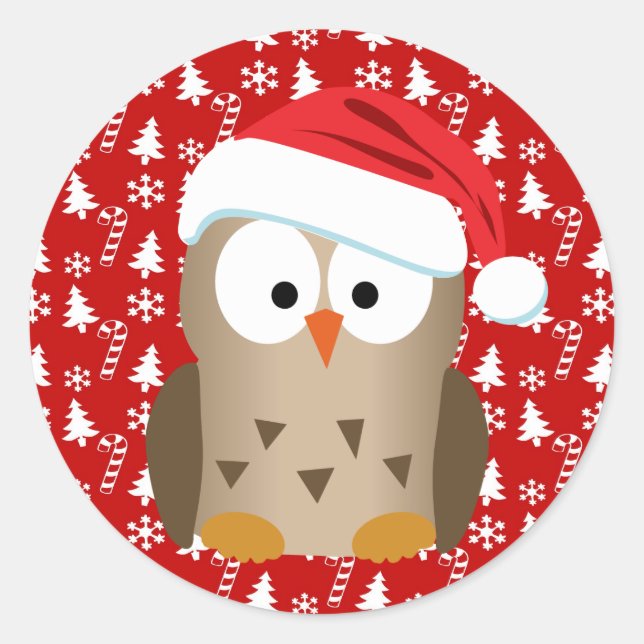 Weihnachtsschale mit Weihnachtsmannmütze Runder Aufkleber (Vorderseite)