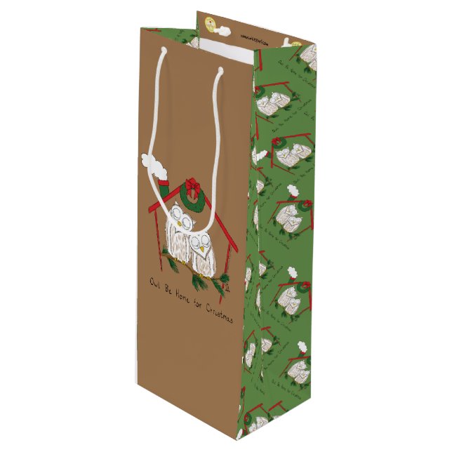 Weihnachtsschale Zuhause Niedlich Geschenktüte Für Weinflaschen (Vorderseite Schrägansicht)