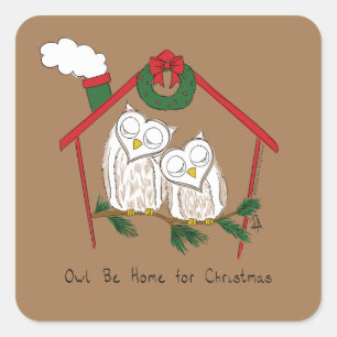 Weihnachtsschale Zuhause Niedlich Quadratischer Aufkleber