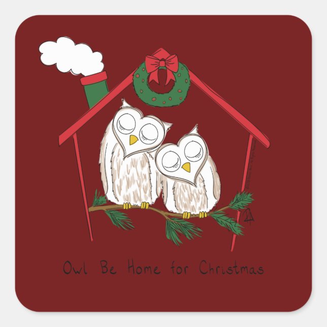 Weihnachtsschale Zuhause Niedlich Quadratischer Aufkleber (Vorderseite)