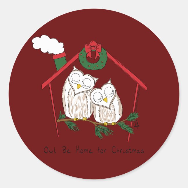 Weihnachtsschale Zuhause Niedlich Runder Aufkleber (Vorderseite)
