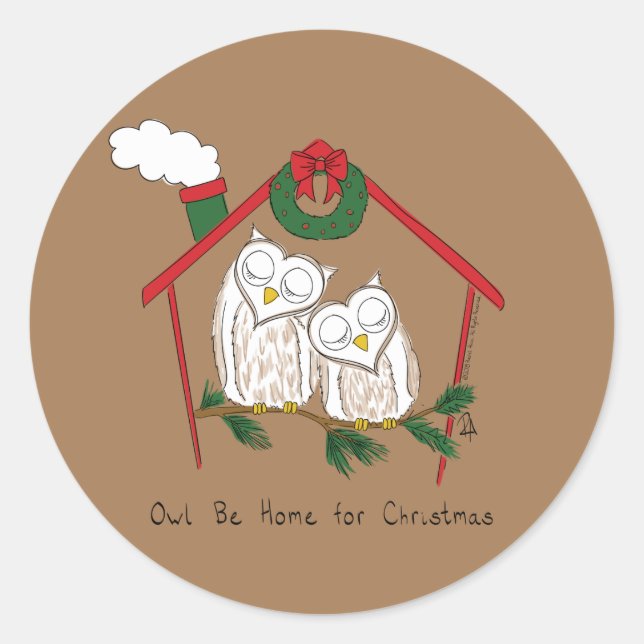 Weihnachtsschale Zuhause Niedlich Runder Aufkleber (Vorderseite)