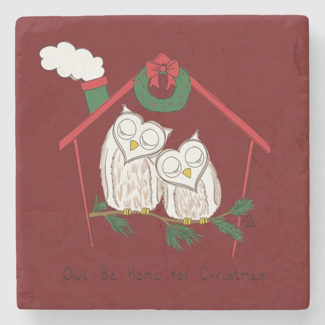 Weihnachtsschale Zuhause Niedlich Steinuntersetzer (Vorderseite)