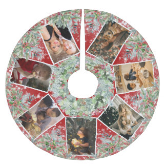 Weihnachtsschatz Familienfoto Collage Polyester Weihnachtsbaumdecke