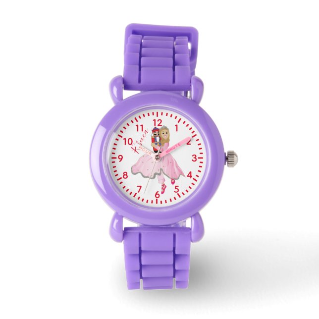 Weihnachtsschaukindermädchen Nutcracker Ballerina Armbanduhr (Vorderseite)