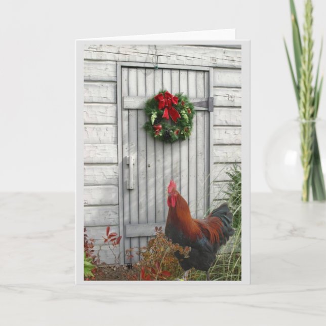 Weihnachtsscheunen-Tür-Weihnachtskarte Feiertagskarte (Vorderseite)