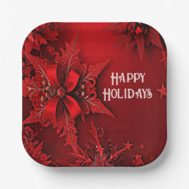 Weihnachtsschild aus Roter Ribbon Pappteller