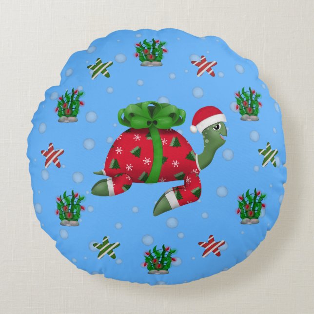 Weihnachtsschild Rundes Kissen (Vorderseite)