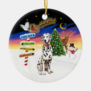 Weihnachtsschilder - Dalmatiner - Roter Kragen Keramik Ornament