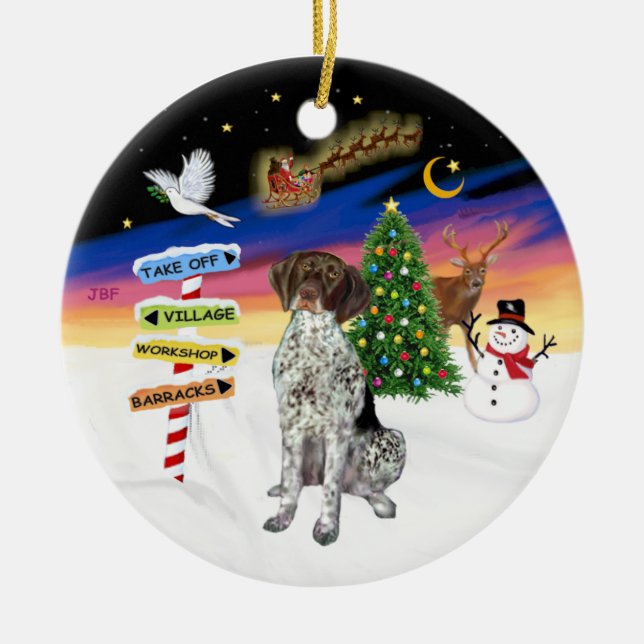 Weihnachtsschilder - Deutscher Kurzer Haarbild Keramikornament (Vorne)
