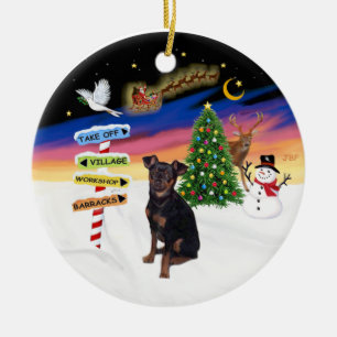 Weihnachtsschilder - Miniatur Pinscher (natürlich) Keramik Ornament