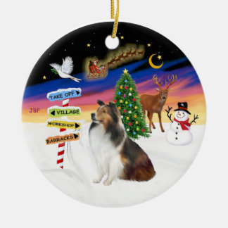 Weihnachtsschilder - Shetland Sheepdog (L) Keramik Ornament