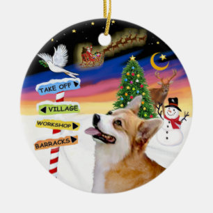 Weihnachtsschilder - Walisischer Corgi (Pembroke) Keramikornament
