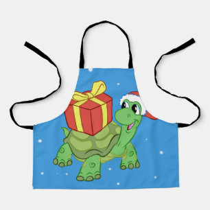 Weihnachtsschildkröte mit dem Geschenk Schürze