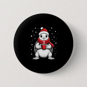 Weihnachtsschildkröte mit Weihnachtsmannhut Kaffee Button