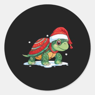 Weihnachtsschildkröte Santa Sea Turtle Beach Lover Runder Aufkleber