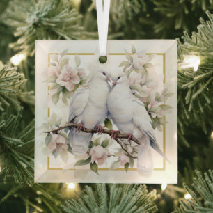 Weihnachtsschildkröten Tauben in Birnbaumglas-Orna Ornament Aus Glas