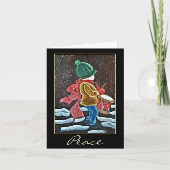 Weihnachtsschlagzeuger-Junge Notecard Feiertagskarte (Vorderseite)