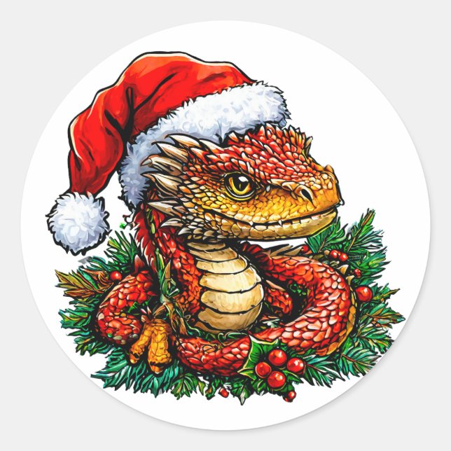 Weihnachtsschlange Runder Aufkleber (Vorderseite)