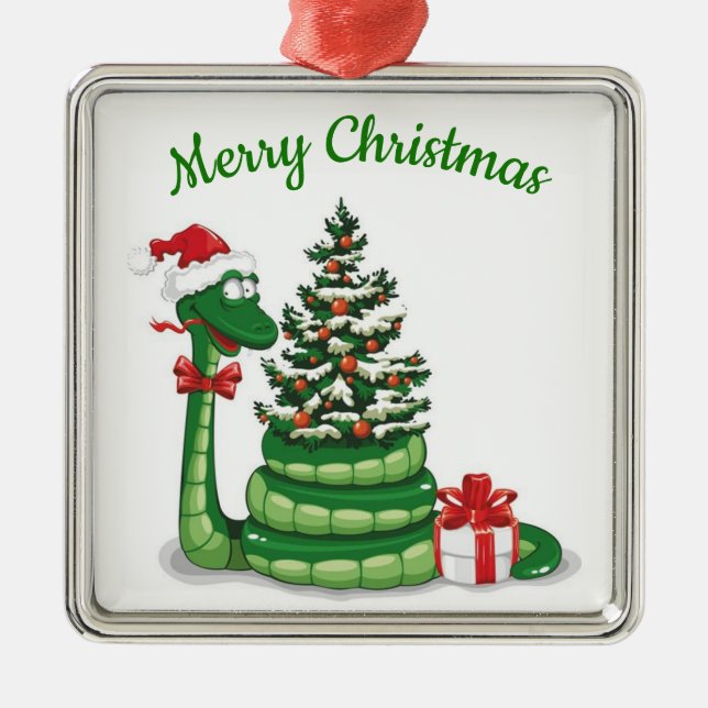 Weihnachtsschlange Silbernes Ornament (Vorne)