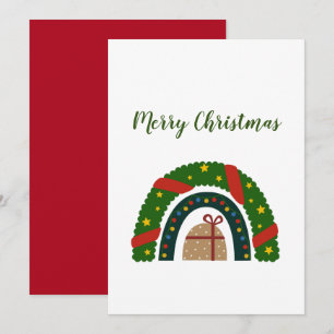 Weihnachtsschleife mit einem Geschenk Feiertagskarte