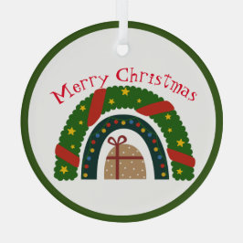 Weihnachtsschleife mit einem Geschenk Ornament Aus Glas