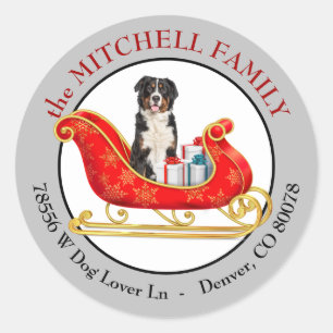 Weihnachtsschlitten Berner Sennenhund Adresse Runder Aufkleber