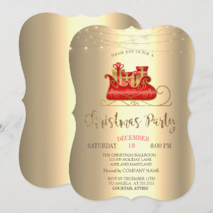 Weihnachtsschlitten, Lichterkette Gold Company Einladung