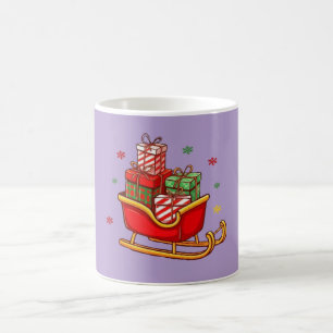 Weihnachtsschlitten voller Geschenke Cartoon Kaffeetasse