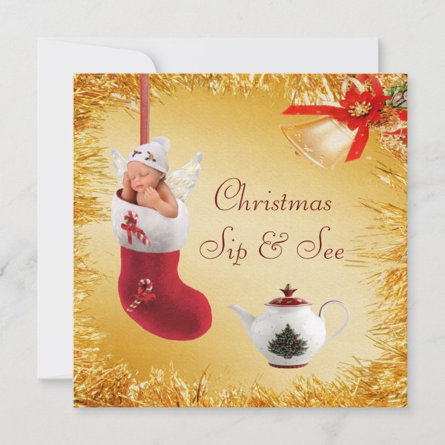 WeihnachtsSchlückchen u. sehen Baby-u. Einladung (Vorderseite)