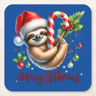 Weihnachtsschlupfshirt, Holiday Slothmas Rechteckiger Pappuntersetzer