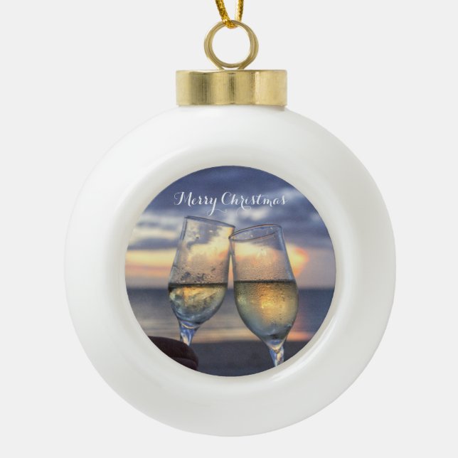 Weihnachtsschmuck am Strand Ball Sunset Keramik Kugel-Ornament (Vorderseite)
