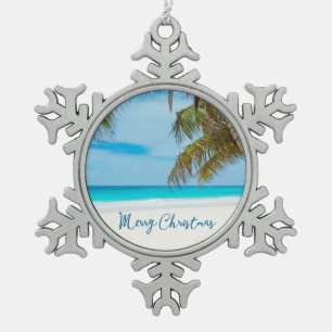 Weihnachtsschmuck am Strand Pewter Palm Tree Schneeflocken Zinn-Ornament