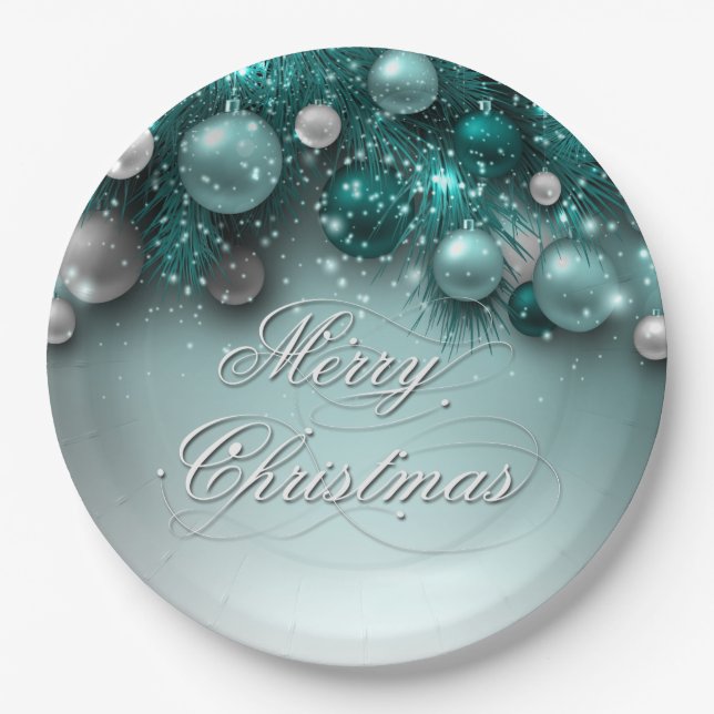 Weihnachtsschmuck - Aquamarin Pappteller (Vorderseite)