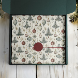 Weihnachtsschmuck auf Creme Seidenpapier