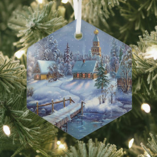 Weihnachtsschmuck aus Glas - Winterlandschaft