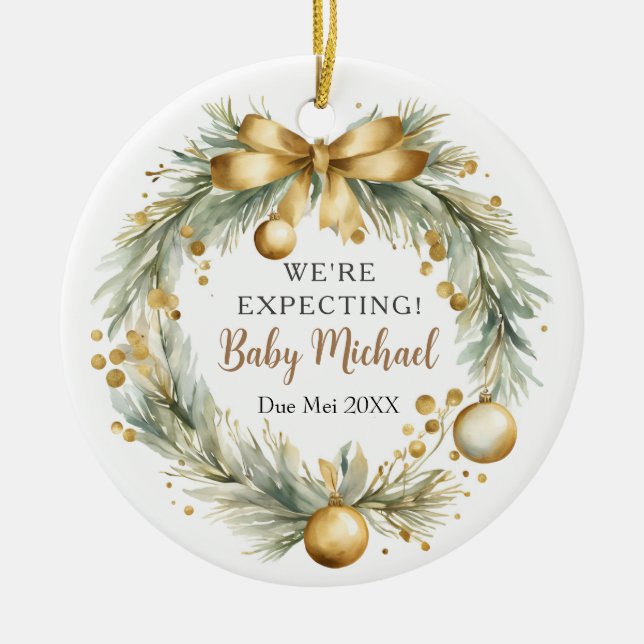 Weihnachtsschmuck aus Gold erwarten wir (Vorne)