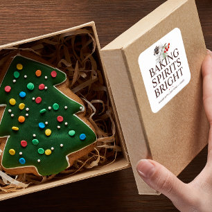 Weihnachtsschmuck Backen Spirituosen Hell Quadratischer Aufkleber