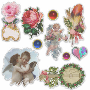 Weihnachtsschmuck, Engel, Rose, Blume Aufkleber