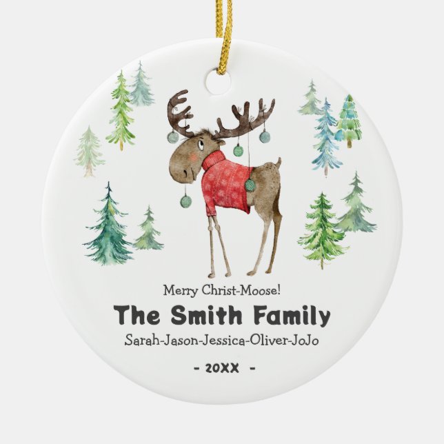 Weihnachtsschmuck-Familie Christi-Elch Keramik Ornament (Vorne)
