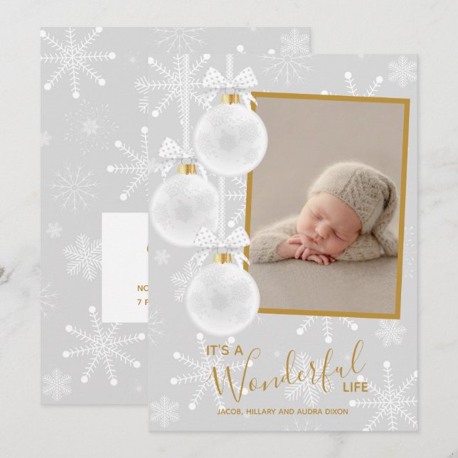 Weihnachtsschmuck Foto Baby Birth Ankündigung (Vorne/Hinten)
