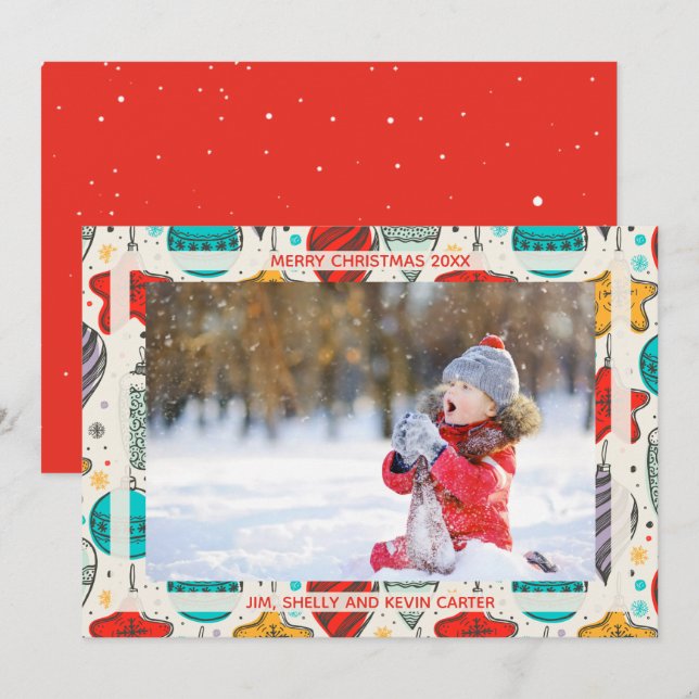 Weihnachtsschmuck Foto Feiertagskarte (Vorne/Hinten)