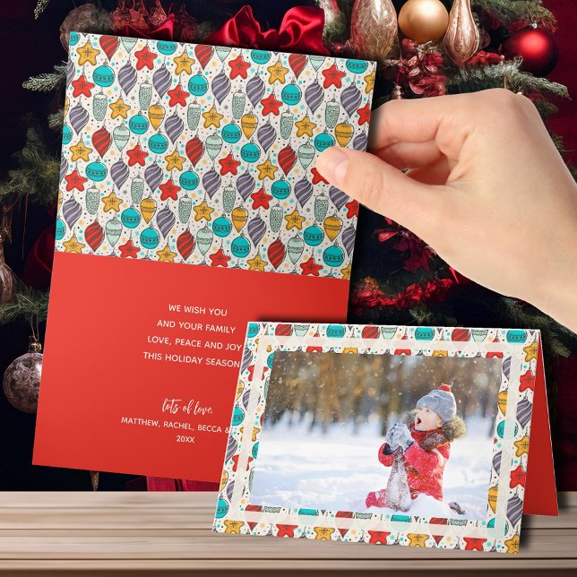 Weihnachtsschmuck Foto geklappt Feiertagskarte (Your photo on the front and personal message inside of these folded Christmas greeting cards.)