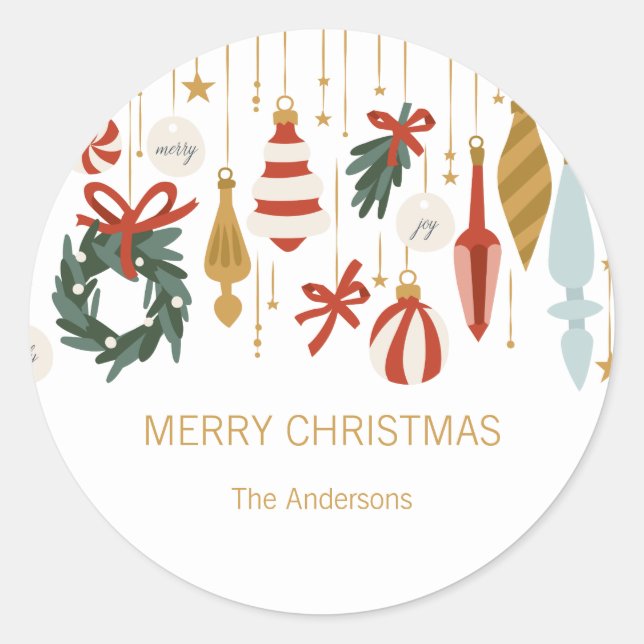 Weihnachtsschmuck Frohe Weihnachtsfeiertage Runder Aufkleber (Vorderseite)