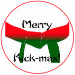 Weihnachtsschmuck für Kampfkunst Fotoskulptur Ornament<br><div class="desc">Dieses fröhliche Weihnachtsgeschenk für Kick-Mas-Kampfkünste ist ein einzigartiges Geschenk oder kleine Geschenk für Ihren Kampfkünstler. Geeignet für alle Kampfkunst - Karate,  Taekwondo,  Kung Fu,  Judo etc. Das Gürtelbild Grün und Rot ist ein digital erweitertes Foto eines Kampfgürtels.</div>